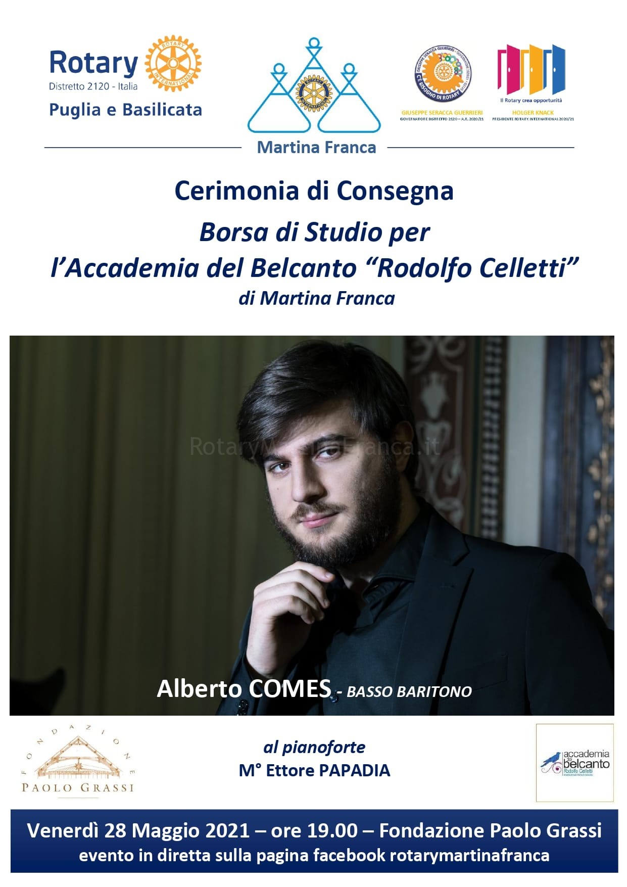 CERIMONIA DI CONSEGNA DELLA BORSA DI STUDIO PER L’ACCADEMIA DEL BELCANTO “RODOLFO CELLETTI”